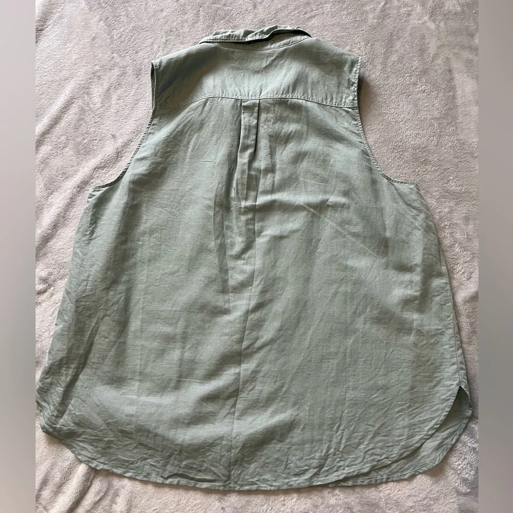 JCrew Sage Green Sleeveless Linen Top 2X - Picture 3 of 7
